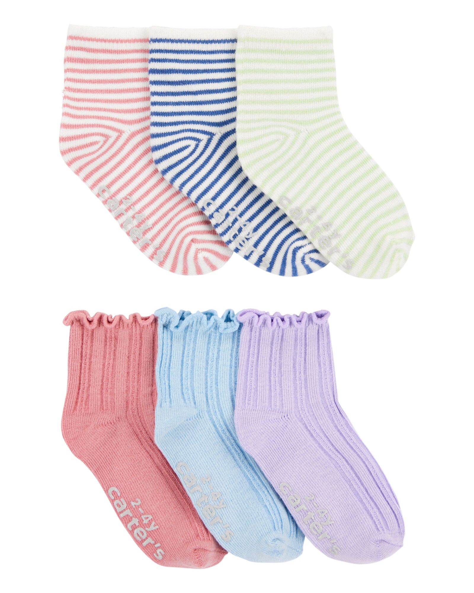 Pack seis pares de medias de algodón, antideslizantes Sin color
