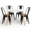 Juego de comedor mesa Cuadrada 80cm + 4 Sillas Tolix Blanco