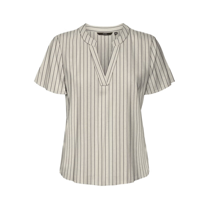 VMMYMILO SS V-NECK TOP WVN GA Silver Lining/Rayas