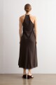 Vestido satén con encaje chocolate