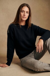 Sweater Lana Apliques Negro
