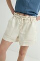 Short con cintura elastizada y lazo BEIGE