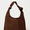 Cartera al hombro Juana en Cuero Gamuza Marron