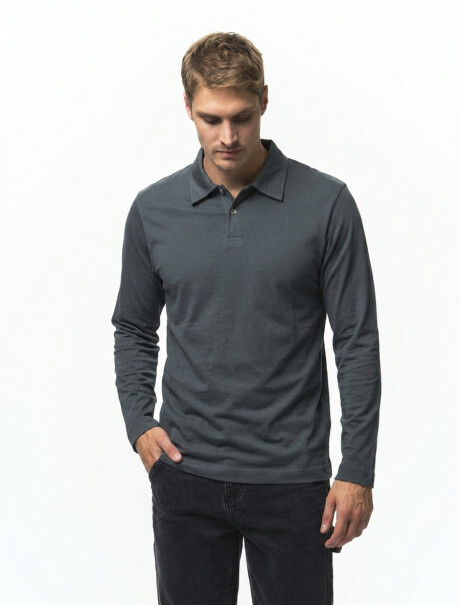 Remera Manga Larga Polo Bruselas Gris Oscuro