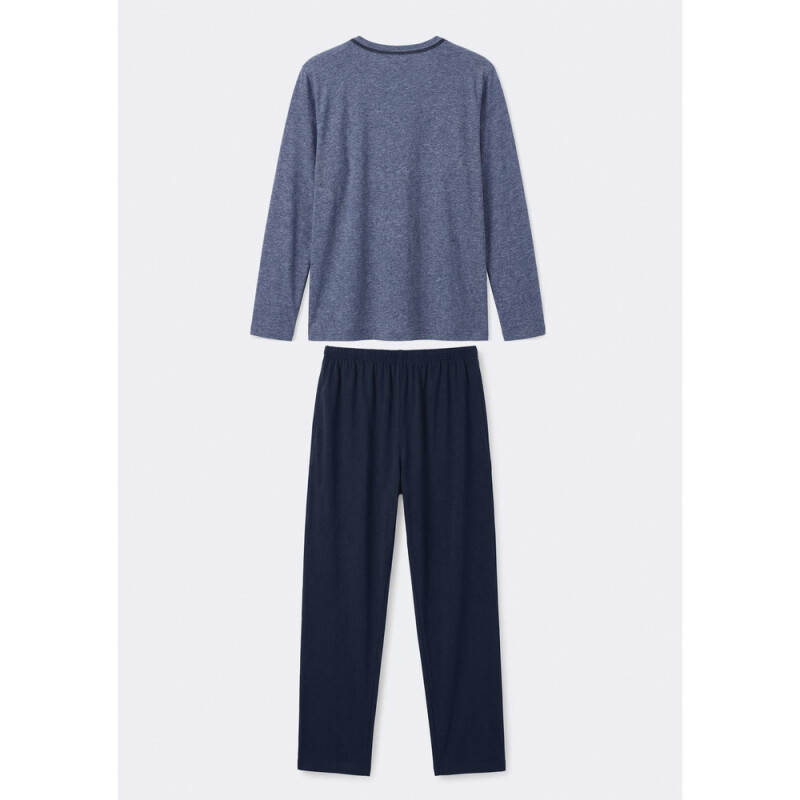 PIJAMA ML MASC AZUL MESCLA