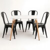 Juego de comedor mesa Cuadrada 80cm + 4 Sillas Tolix Blanco