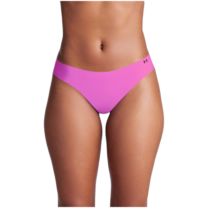 UA PURE STRETCH NO SHOW THONG-SOLID 3PK-PNK GRN-383