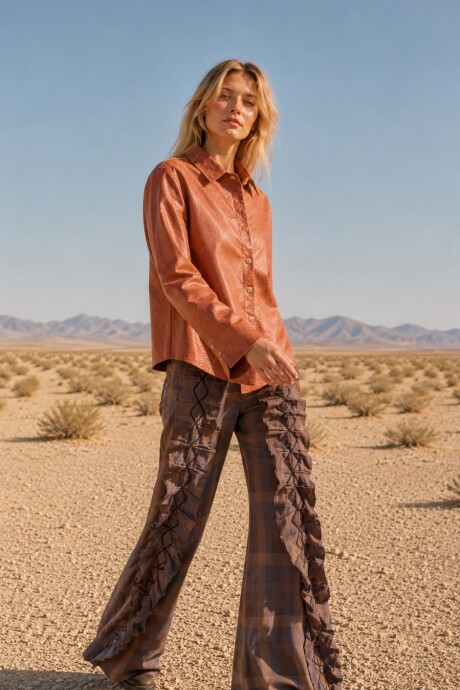 Leather Vila Shirt Cognac