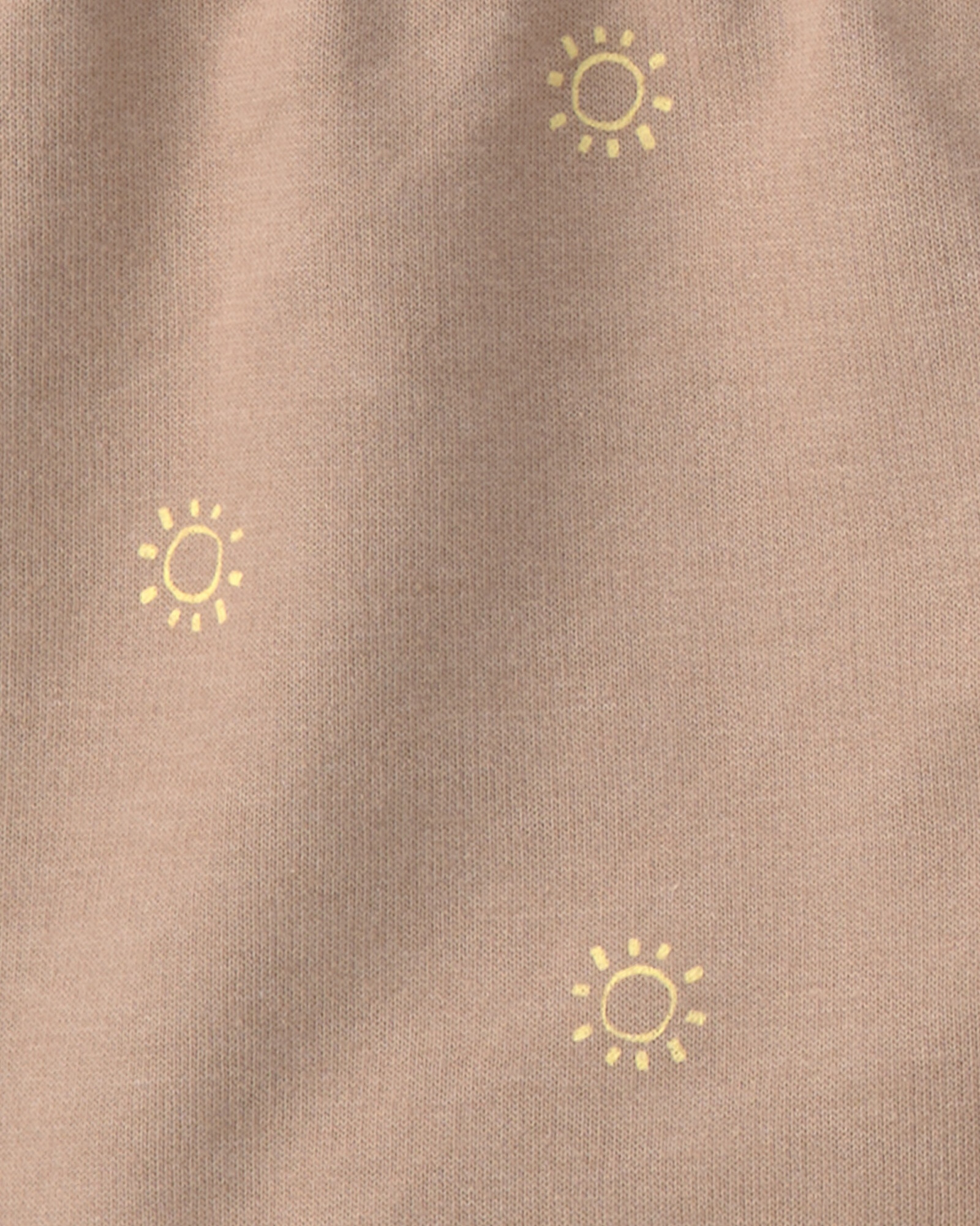 Set dos piezas de algodón, short y remera, marrón, diseño sol Sin color