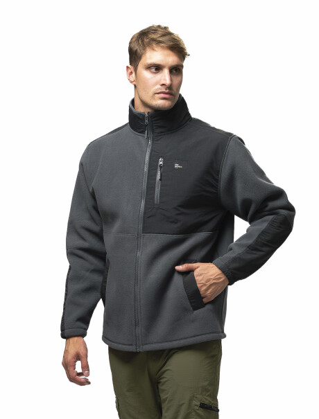 Campera Polar Combinada New26 Gris/Negro