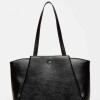 Shopper Raix en efecto cuero liso Negro