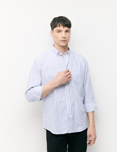 012726 CAMISA STRIPES WILL Blanco/azul Osc