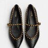 Ballerina Valerie en cuero liso Negro