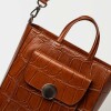 Shopper The Circle en cuero grabado big croco Cuoio