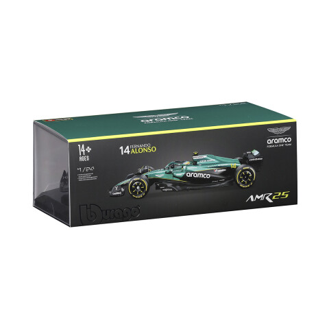 Auto Bburago Formula 1 Aston Martin Aramco con Exhibidor Escala 1:24 U