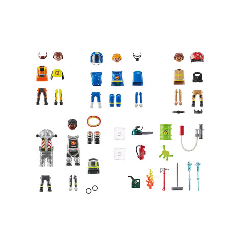 Set de Cuatros Bomberos Rescatistas Playmobil 70 Piezas U