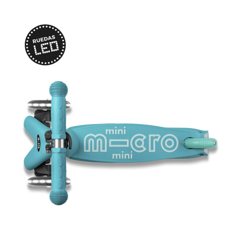 Monopatín Micro Mini Deluxe LED Ajustable con 3 Ruedas VERDE AGUA