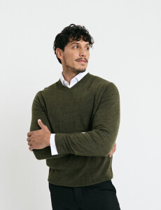 470313 SWEATER V HARRINGTON URBAN Verde Melange
