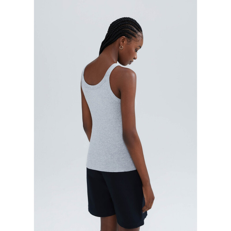 CAMISETA REGATA FEM CINZA MESCLA