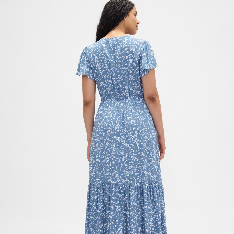 V-SS VNK RUCHED MAXI LIGHT BLUE FLORAL
