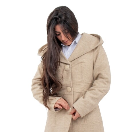 Abrigo Lana con Capucha Amanecer Beige