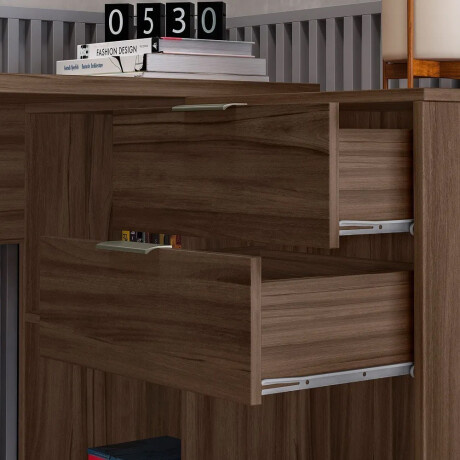 ESCRITORIO 2 CAJONES MESA PARA PC LAPTOP COMPUTADORA DOBLE MONTAJE MARRON