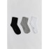 KIT COM 3 PARES MEIAS UNISSEX PRETO/CINZA/BRANCO