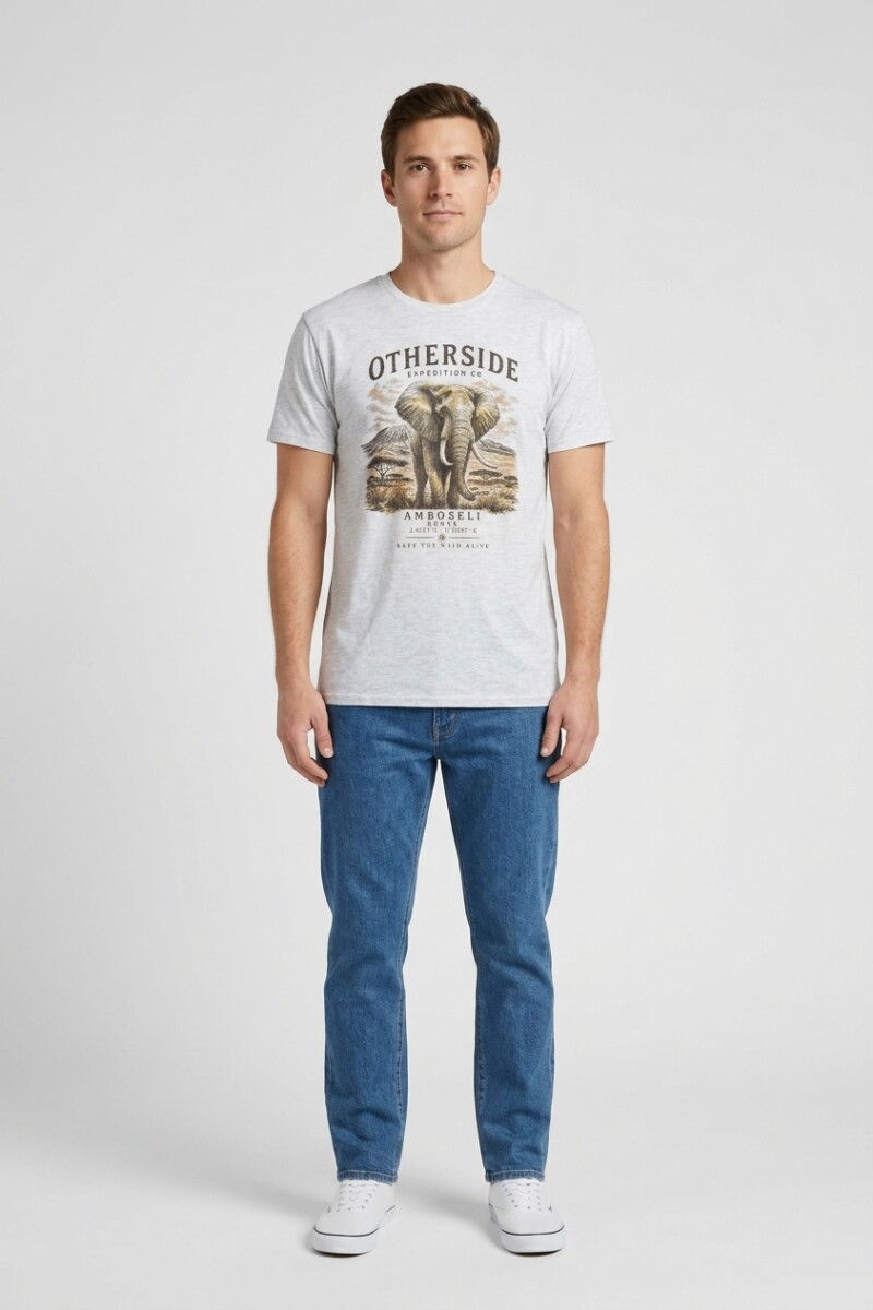 Camiseta estampada Elefante GRIS MELANGE