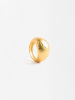 Anillo Redondeado Efecto Martillado - Plata De Ley 925 dorado