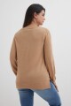Sweater escote en V liso KHAKI