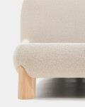 Cama desenfundable Odina bouclé crudo y patas de madera maciza de fresno acabado tono natural para colchón de 180 x 200 cm.
