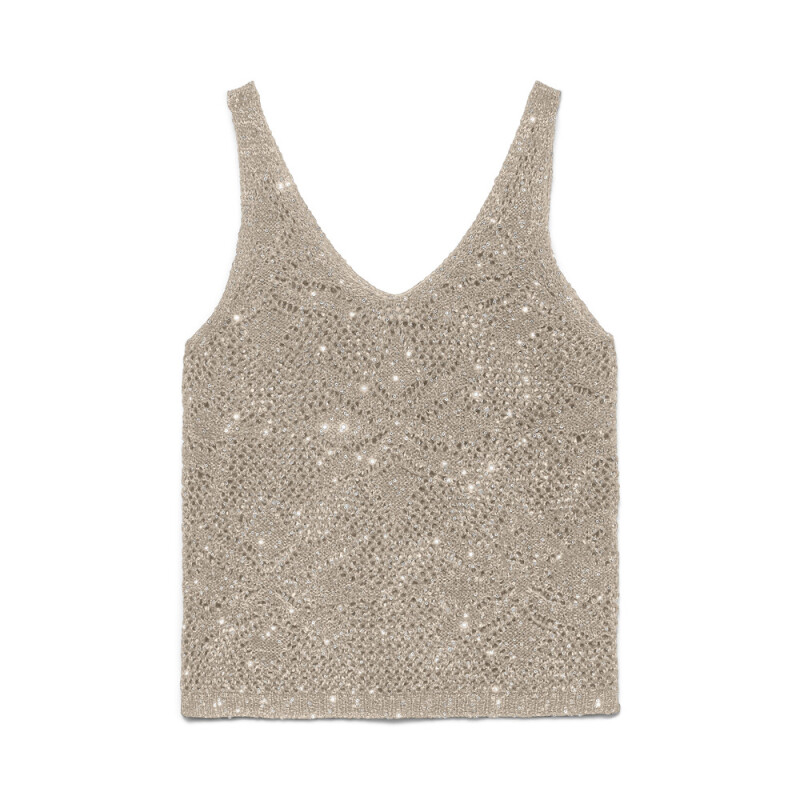 VMLEILANI FLOWER SL V-NECK TOP Cement