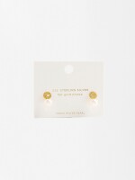 Pendientes Cortos Con Perlas De Agua Dulce Y Circonitas - Plata De Ley 925 dorado