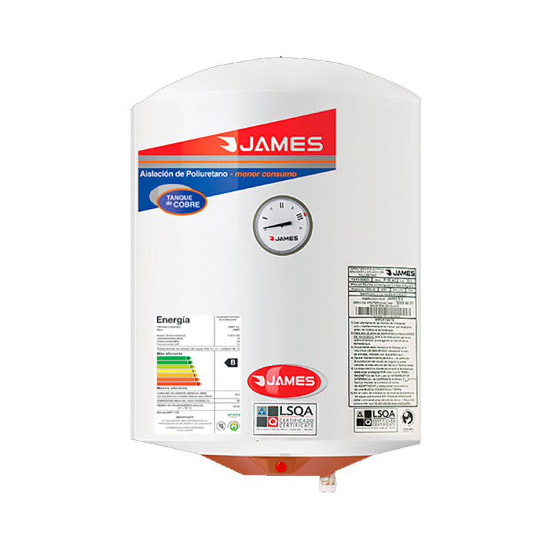 TERMOTANQUE JAMES 40 L COBRE Cilindrico N/A