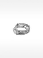 Anillo Triple Con Circonitas - Plata De Ley 925 plateado