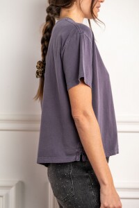 Remera Algodon Lavado Berenjena