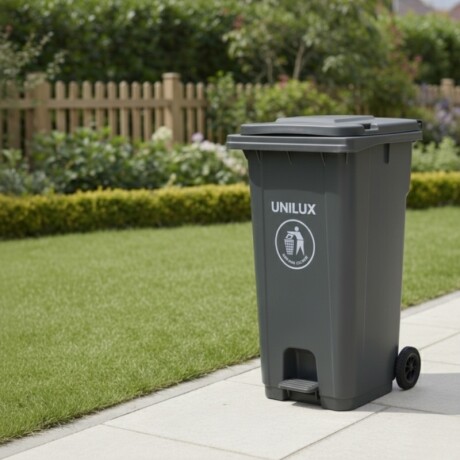 CONTENEDOR DE BASURA 120 LITROS Contenedor de Basura con Ruedas 120 Litros Gris