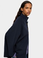 Poncho De Punto Con Cuello Alto azul-marino
