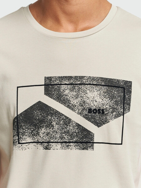 BOSS Camiseta de Algodón Interlock con Arte Estacional Gris Oscuro