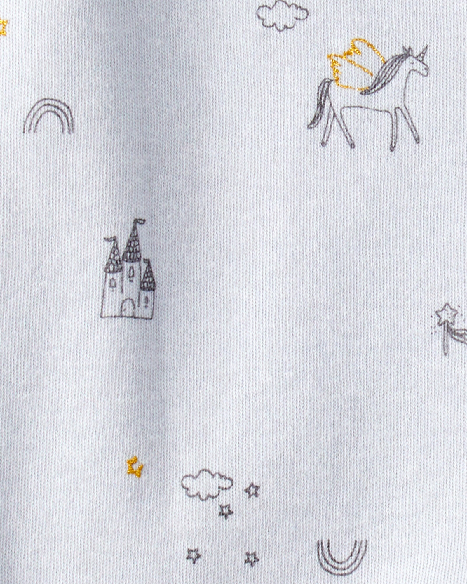 Pijama una pieza de algodón, con pie, diseño unicornios Sin color