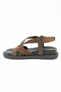 Sandalias De Cuero Tiras Cruzadas Chocolate