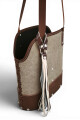Matera de lona con base de madera y porta celular Beige