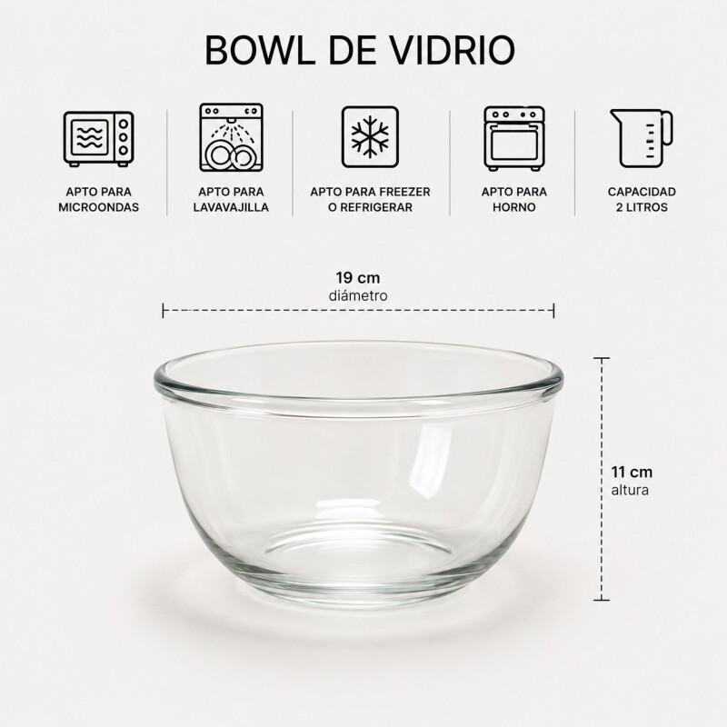 Bowl de Vidrio 2L Bowl de Vidrio 2L