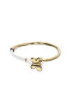 PULSERA DE CUERO CREMA SEMIRÍGIDA BAÑADA EN ORO 18K CON MARIPOSA Pulsera