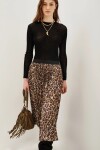 Falda Pleats Midi Leopard Marron