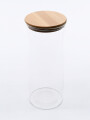 FRASCO VIDRIO TAPA BAMBOO TRANSPARENTE