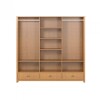 Ropero 3 puertas corredizas 3 cajones - Madera maciza Marron