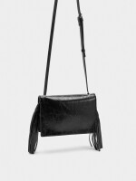 Bolso Bandolera Con Tachuelas Y Flecos negro