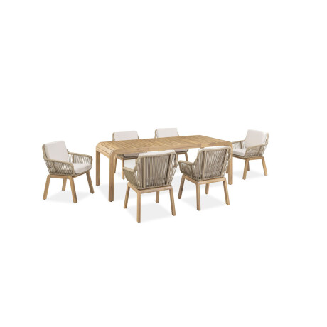 SET DE COMEDOR EXTERIOR MADERA-ACACIA NATURAL-BEIGE CAMEO