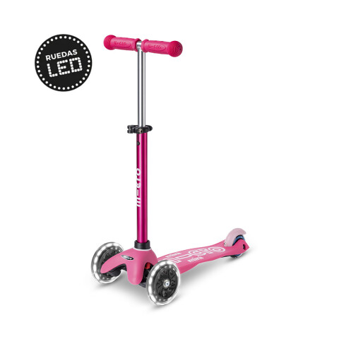 Monopatín Micro Mini Deluxe LED Ajustable con 3 Ruedas ROSA
